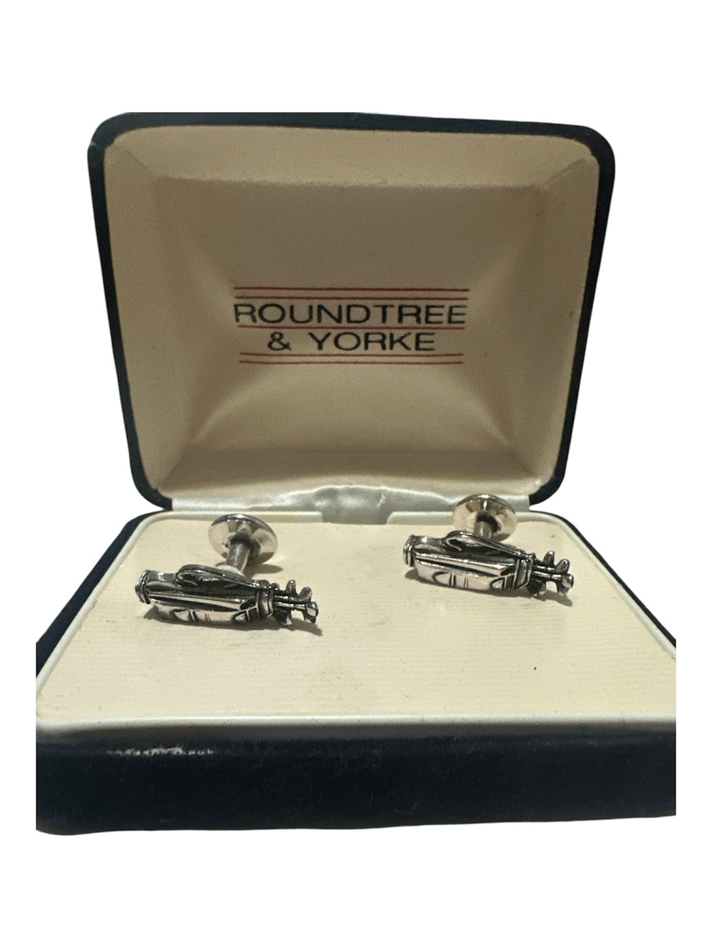 Dillard’s Roundtree & Yorke Vintage  Silver Tone Golf Bag Cuff Links